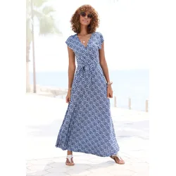 Maxikleid, mit Bindegürtel, Sommerkleid, Strandkleid, Gr. 40 - N-Gr, blau bedruckt, , 56952563-40 N-Gr