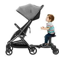 Buggy Board mit Sitz - Board Trittbrett - 360°Zweirad Design, Universal Stehbrett, Kinderwagen Zubehör, mit Kinderwagensitz, passend für jeden Kinderwagen erhältlich