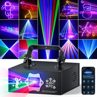 Ehaho Discolicht Partylicht mit Bluetooth App Steuerung LA500 | 3D DIY Animation DJ Licht | Benutzerdefinierte Muster & Textbearbeitung | Stroboskop Bühnenlicht mit DMX 512 für Party, Bar, Club, Show