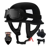 HALYING Halbschalenhelm mit ABS-Shell ECE-Zertifizierter - Leichter Mofa Helm Retro Schnellverschluss, atmungsaktives Innenfutter, abnehmbare Ohrenpolster für Chopper/Cruiser/Scooter