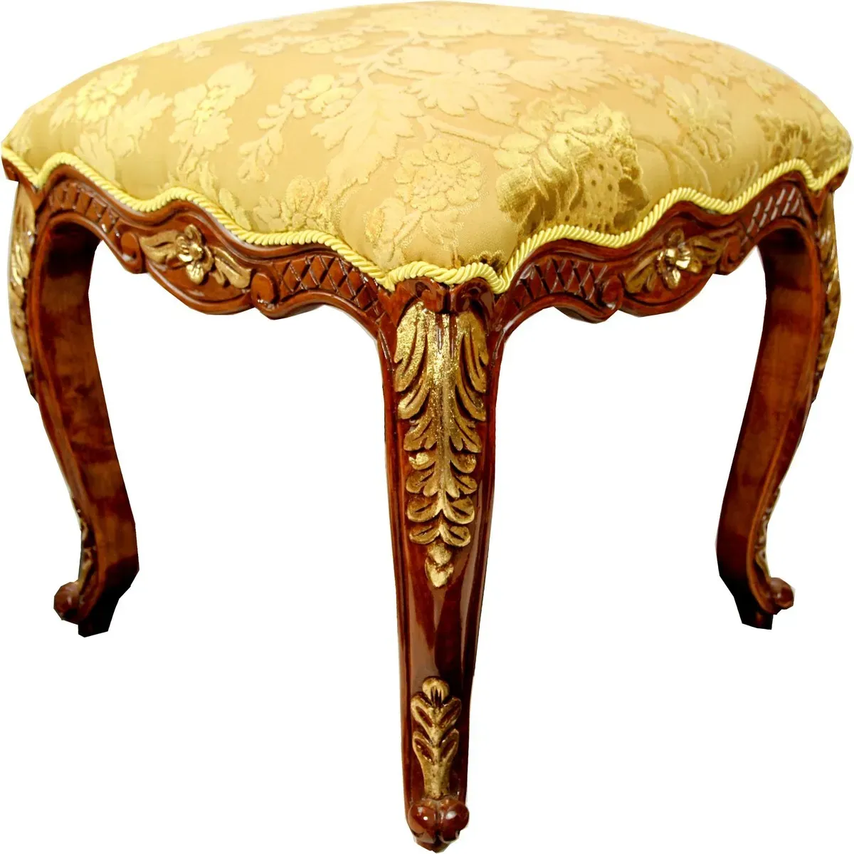 Pompöös by Casa Padrino Luxus Barock Sitzhocker Eckig Gold Muster / Braun Gold - Pompööser Barock Hocker designed by Harald Glööckler