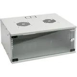 HMF 65704-07 Serverschrank 19 Zoll 4 HE | 400 mm Tiefe | Glastür | Lichtgrau