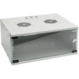 HMF 65704-07 Serverschrank 19 Zoll 4 HE | 400 mm Tiefe | Glastür | Lichtgrau
