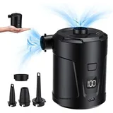 Elektrische Luftpumpe, elektrischer Aufblas-/Ablasshahn, 5200 mAh Akku, Luftmatratzenpumpe mit 3 Luftdüsen, Schnellpumpe für Boote/Luftmatratzen XXW