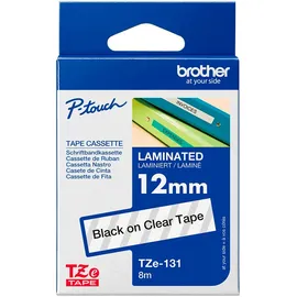 Brother TZE-131 laminiert schwarz auf transparent 1,2cm x 8m