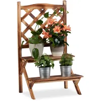 Relaxdays Blumentreppe mit Rankgitter 89 x 51 x 40 cm Gebrannt