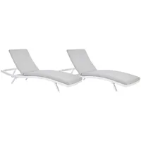 Beliani Gartenliege, Grau, Weiss 199x66x91