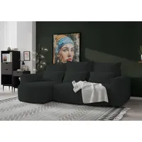 4ALLHOME Ecksofa mit Schlaffunktion Travis, Couch, Sofa mit Bettkasten, Eckcouch, L-Form, Schlaffsofa, Universal, Cord Onega 11 Graphit - Grau