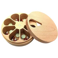 XNSHUN Pillenspender 7 Tage Tabletten Organisieren, Pillen Organizer Aus Holz Pillendose Pillenbox Rund Mit Magnetverschluss Und Fach, Tragbare Box Für Vitamine, Pillen Und Nahrungsergänzungsmittel