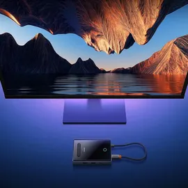 Baseus USB-C Hub 8-in-1 HDMI 4K@60Hz + HDMI 4K@30Hz + DisplayPort 8K@30Hz + VGA + 2 x USB-A 3.0 + 2 x USB-C 0 m Grau/Schwarz