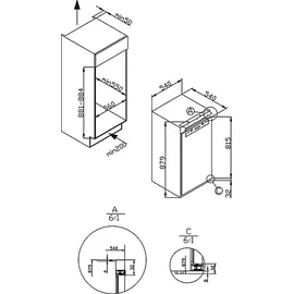 KOENIC KBR 8811 D DOD Einbaukühlschrank (135 l, 871 mm hoch)
