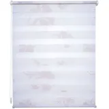 LIEDECO Seitenzugrollo LIEDECO "floral Blumendesign" Gr. 3, weiß, B:40cm H:150cm, Metall, Polyester, Rollos, Seitenzugrollo, Klemmfix-DUO-Rollo, Doppelrollo "Blume"