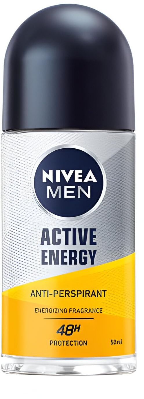 NIVEA Roll On Men Cool Active Energy 50ML (Pack of 3) Formulated With Zinc Complex, Provides Long-lasting 48h Antiperspirant Protection for All Skin Types, Including Normal Skin