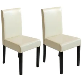 MCW Esszimmerstuhl Littau Kunstleder 2er-Set Kunstleder Creme Dunkle Beine