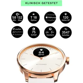 Withings ScanWatch Light 37 mm sand, Sport Fluorelastomer-Armband weiß/rosegold
