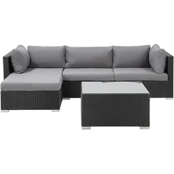 Lounge Set SANO PE Rattan Schwarz Rechtsseitig