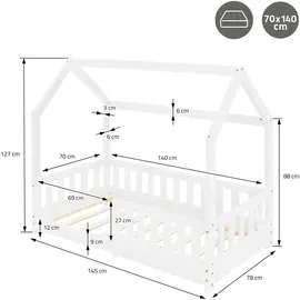 ML-Design Kinderbett ML-Design 70 x 140 cm Kiefer weiß