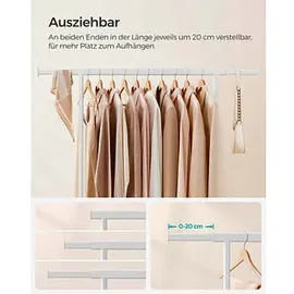 Songmics Rollgarderobe weiß Metall 92,0 - 132,0 x 160,0 cm
