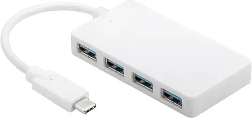 Goobay 66274 4 Port USB 3.2 Gen 1-Hub (USB 3.0) mit USB-C® Stecker Weiß