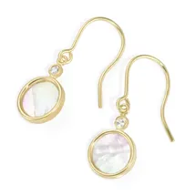 Luigi Merano Paar Ohrhaken LUIGI MERANO "mit weißern Perlmutt-Einlage und ZIrkonia, Gold 375", gold, Ohrringe, Damen, Gelbgold 375