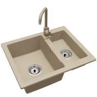 Spüle Granit Yogi STEEL Armatur Chrom Siphon