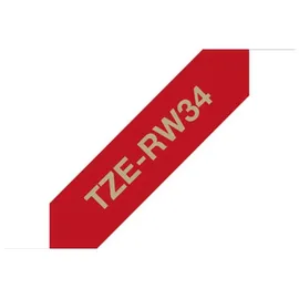 Brother TZe-RW34 P-touch textiles Schriftband gold auf weinrot 12mm