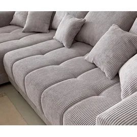 DeLife Eckcouch Cord 300x220 cm Grau