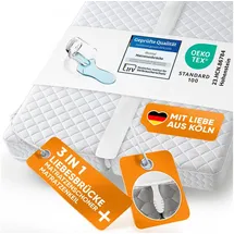 Blumtal Set Liebesbrücke für Matratzen + Matratzenkeil bis 240 cm Gesamtbreite - wasserdichter Matratzenverbinder mit Spanngurten 90 cm Länge + Ritzenfüller T-Keil - Matratzenbrücke waschbar 60 °C