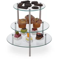 Relaxdays Tortenständer, stapelbar, 3 Größen, für kleine Kuchen, Desserts