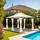 Tectake Luxus Gartenpavillon 4 x 3 m inkl. 6 Seitenteile creme
