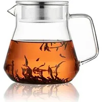 FELIXLEO Teekanne CNGLASS Glas Teekanne 600ml mit Edelstahl Filterdeckel