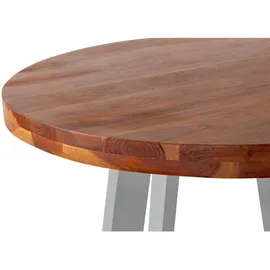 SAM Outillage SAM Esstisch, Braun, Holz, Echtholz,Akazie, Rund,Rund, eckig, 100x78x100 cm Akazienholz nussbaumfarben silber SOPHIA