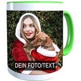 Tasse mit Foto/Text Bedrucken Lassen Fototasse Personalisieren (Grün)