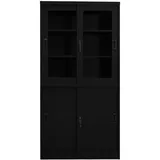 vidaXL Büroschrank mit Schiebetür Schwarz 90x40x180 cm Stahl