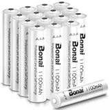 BONAI AAA Akku 1100mAh 16 Stück, 1,2V NI-MH wiederaufladbare Batterien mit hoher Kapazität, geringe Selbstentladung Micro HR03 Akkus für Telefon, Fernbedienung, Spielzeug und Smart Home