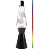 I-TOTAL® - LED Lavalampe 36 cm mit Heizwiderstand zum Erhitzen von Wachs (weißes Wachs und schwarzer Sockel)