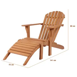 Mr. Deko Adirondack Montreal Liegesessel 141 x 73 x 86 cm natur