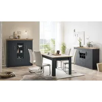 99rooms Marko Esszimmer-Set Anthrazit Wotan Eiche Dekor ohne LED-Beleuchtung