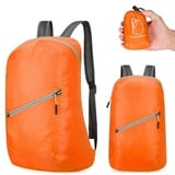 Ultraleichte faltbare Rucksäcke, Wasserdichter Wanderrucksack Ultraleicht Outdoor Rucksack, Packbare für Camping Wandern Reisen Sport(orange)