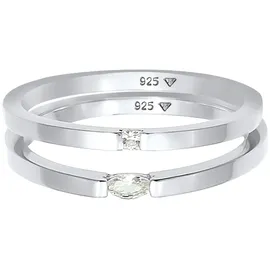 Elli Solitärring ELLI "Ring Solitär Zirkonia Klassik Set 925 Silber" Gr. 56, silber, Fingerringe, Damen, 56mm,mit Steinen, Silber 925 (Sterlingsilber)