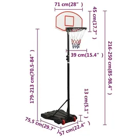vidaXL Basketballständer Weiß 216 -250 cm
