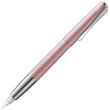 Lamy studio rose matt Füller – universeller Füllfederhalter in elegantem Gehäuse aus Ganzmetall – 14 kt. Goldfeder, partiell platiniert & in Strichbreite F – inkl. Tintenpatrone T 10 blau