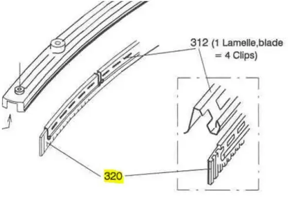 Taski 4114580 Lamelle vorn 12200-09 CO 600 Ersatzteile TASKI für CO 600