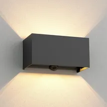 ledscom.de Wandleuchte CUBEL, Dämmerungssensor, Bewegungmelder für außen, IP65, Up-/Downlight, anthrazit matt, rechteckig, 2x G9 max. 10W