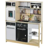 Theo Klein 7188 Miele Family Küche I Holzküche mit Herd inkl. Licht-und Soundfunktion, Mikrowelle und Kühlschrank mit Eiswürfelspender I Spielküchen-Zubehör I Spielzeug für Kinder ab 3 Jahren