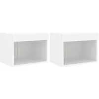 VidaXL Wand-Nachttische mit LED-Leuchten 2 Stk. Weiß