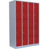 Classix Schließfachschrank Stahl 118,5 x 50,0 x 180,0 cm Lichtgrau/Feuerrot 20 Fächer abschließbar