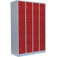 Classix Schließfachschrank Stahl 118,5 x 50,0 x 180,0 cm Lichtgrau/Feuerrot 20 Fächer abschließbar