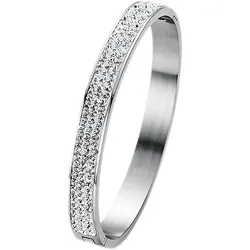 Armreif FIRETTI "Schmuck Geschenk Armschmuck Armband Glitzer", silber (edelstahlfarben, weiß), Armbänder, Damen, Edelstahl, mit Kristallstein (synth.)