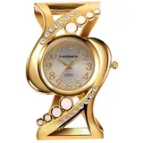 Spangenuhr Damen – Elegante Damen Uhr Gold | Armbanduhren Damen | Damenuhren | Frauen Uhren | Damenuhr Gold | Uhr Damen Gold | Goldene Uhr Damen | Armbanduhr Damen Gold | Uhr Gold Damen (Gold-Weiß)